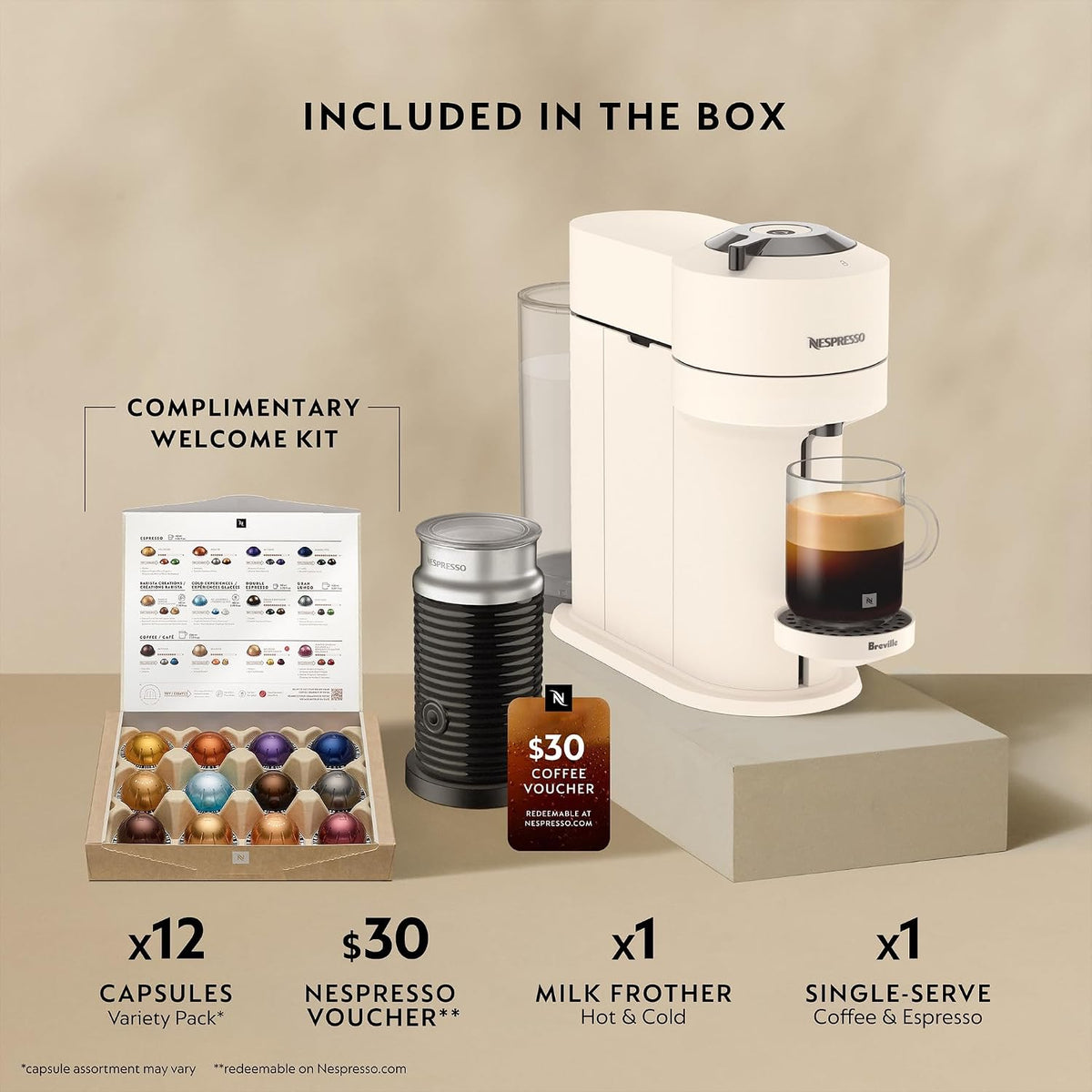 Vertuo Next Coffee Machine with Milk Frother, Creamy White