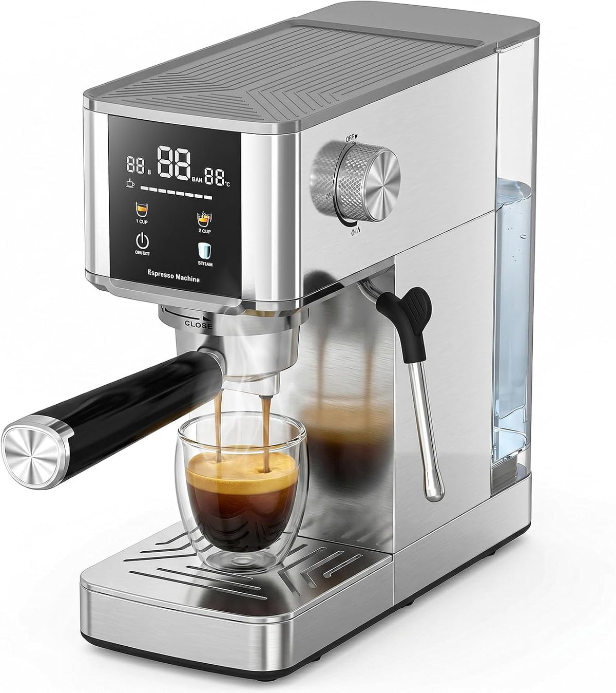 Electactic 20 Bar Espresso Machine with Milk Frother, Professional Espresso Coffee Maker for Cappuccino & Latte, Stainless Steel Espresso Maker with 40.6oz Removable Water Tank for Home Kitchen