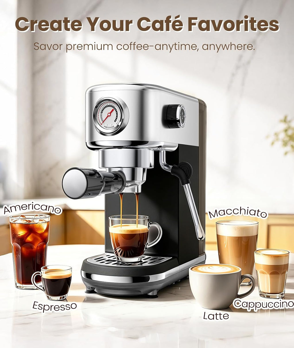 Espresso Machine, 20 Bar Espresso Coffee Machine with Milk Frother