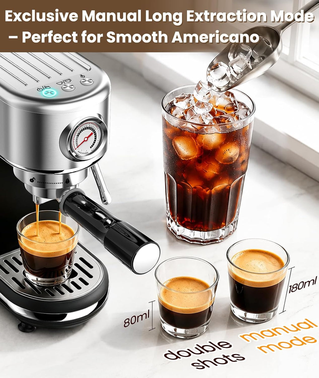 Espresso Machine, 20 Bar Espresso Coffee Machine with Milk Frother