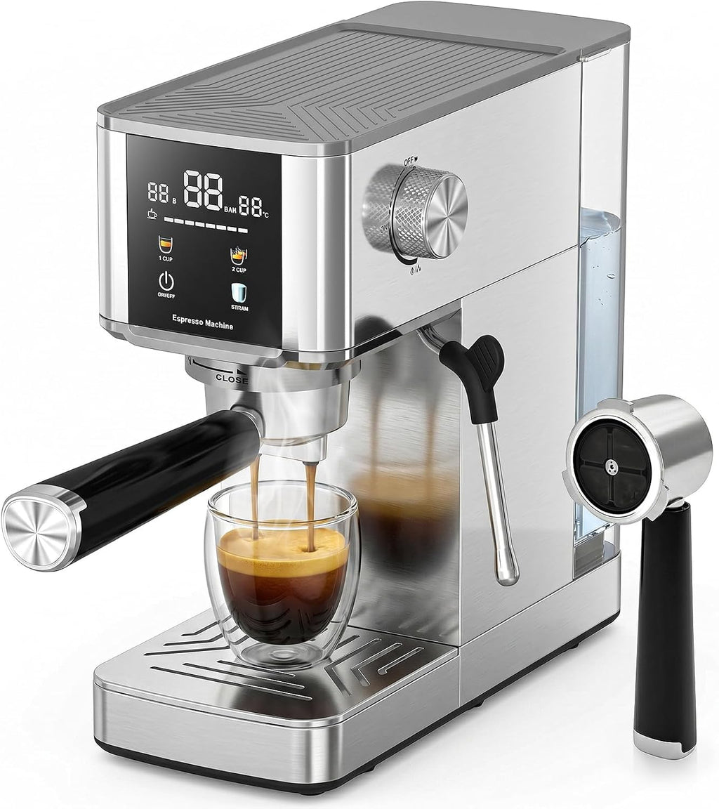 Electactic 20 Bar Espresso Machine with Milk Frother, Professional Espresso Coffee Maker for Cappuccino & Latte, Stainless Steel Espresso Maker with 40.6oz Removable Water Tank for Home Kitchen