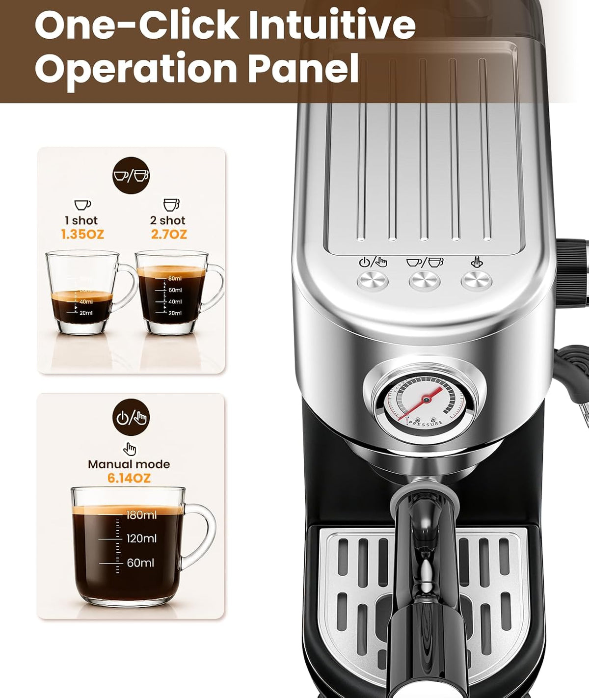 Espresso Machine, 20 Bar Espresso Coffee Machine with Milk Frother