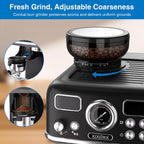 XIXUBX Espresso Machine with Grinder, PID & Programmable Settings, Black
