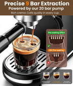 Espresso Machine, 20 Bar Espresso Coffee Machine with Milk Frother